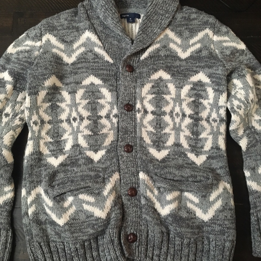 Gap Kids Boys Fair Isle Cardigan - Gray